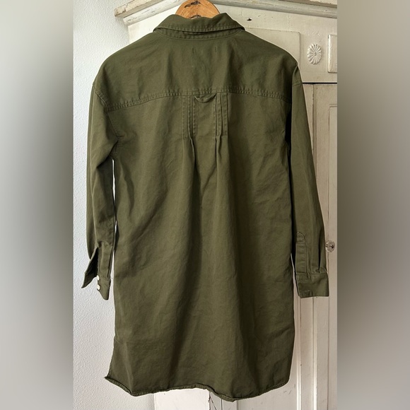 Madewell | Women’s Olive Green Button Front Single Breast Pocket Shirtdress Sz S - Picture 7 of 16